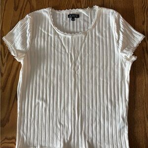 J. Crew Women's White Ribbed Cotton Top Size Large